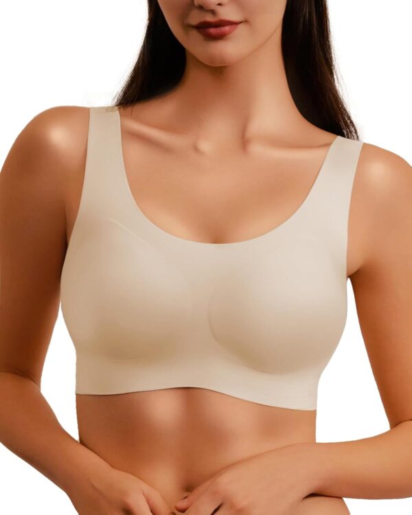 Seamless Bras for Women Full Coverage Wireless  Widen Straps & Side, Comfortable Breathable Smooth Pull On Bras