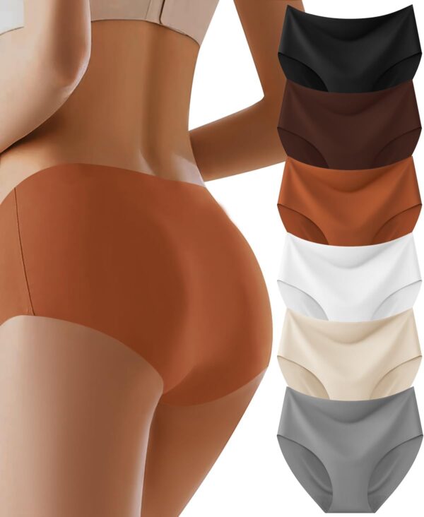 Women Underwear Full Coverage No Show High Waisted Seamless Ladies Panties 6 Pack