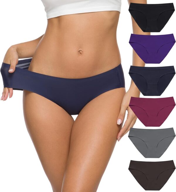 Women Seamless Hipster Underwear No Show Panties Soft Stretch Bikini Underwears Multi-Pack