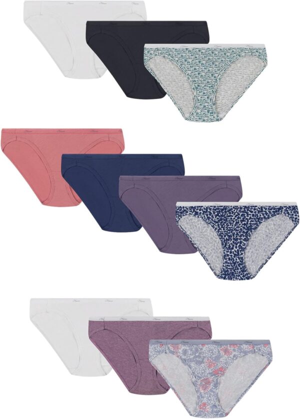 Women Bikini Underwear Pack, Classic Cotton Bikini Panties, 10-Pack (Colors May Vary)