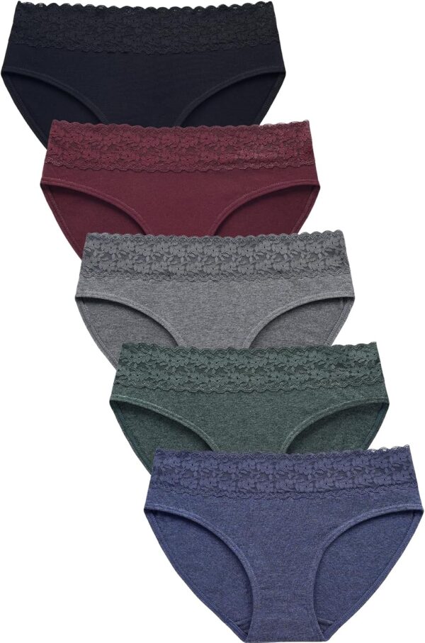 Cotton Panties for Women Bikini Underwear Hipster Underpants Lace Briefs Pack
