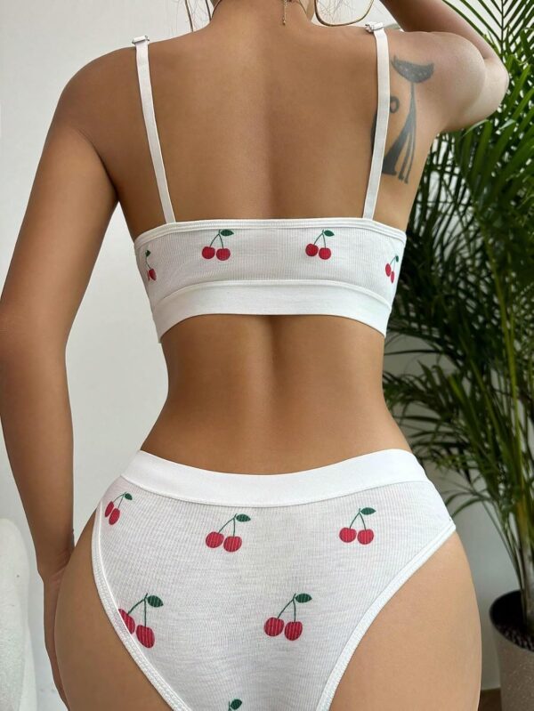 Women 2 Piece Ribbed Bra and Panty Sets Wireless Bralettes Thong Underwear - Image 2